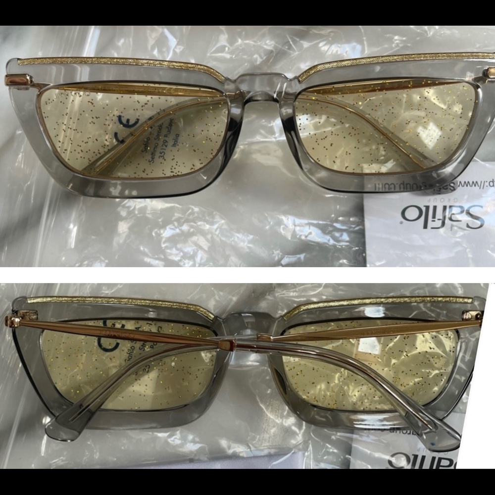 JIMMY CHOO YELLOW GLITTER MIRRORED SUNGLASSES